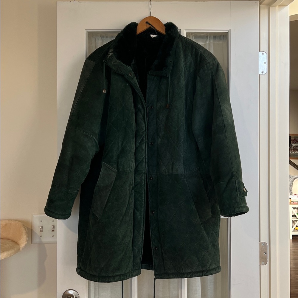 Vintage HEAVY coat! Leather / suede with warm lining